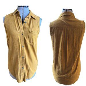 Vintage 80s Jonathan MartinWomen's Silk Sleeveless Button Up Mustard Yellow Med
